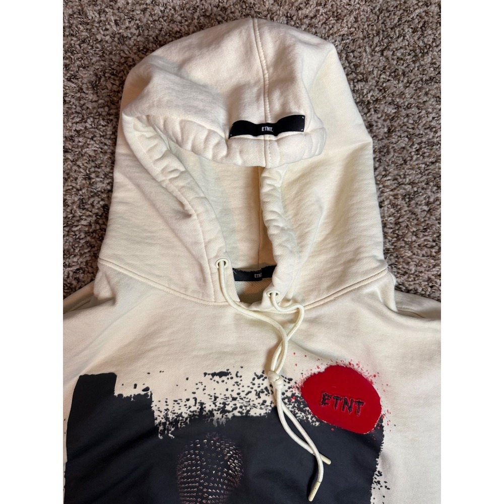 ETNT Eternity Mens Graphic Hoodie Cream Off White Pullover Sweatshirt 3XL - Picture 6 of 10